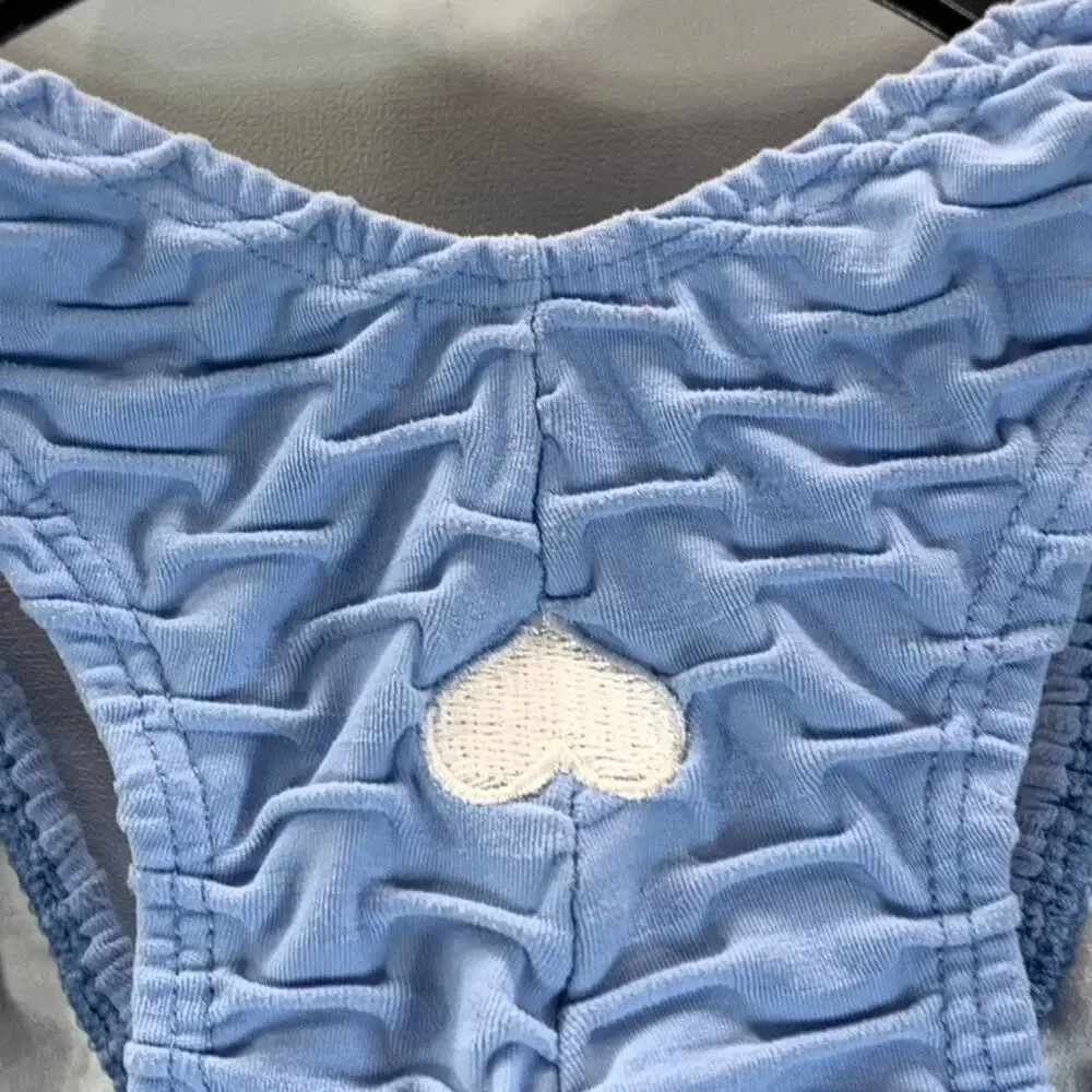 BOOTY BY BRABANT Women's Periwinkle Chrome Sculpt Textured V Top SZ OS - Picture 5 of 11